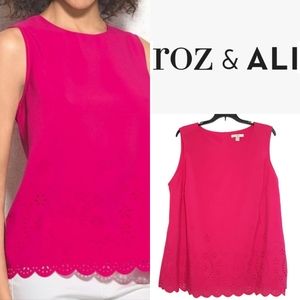 ROZ & ALI scalloped tank top sz 1X